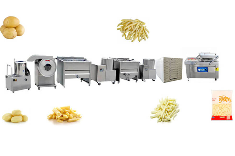 Small Manual Batch Frozen French Fries Production Line